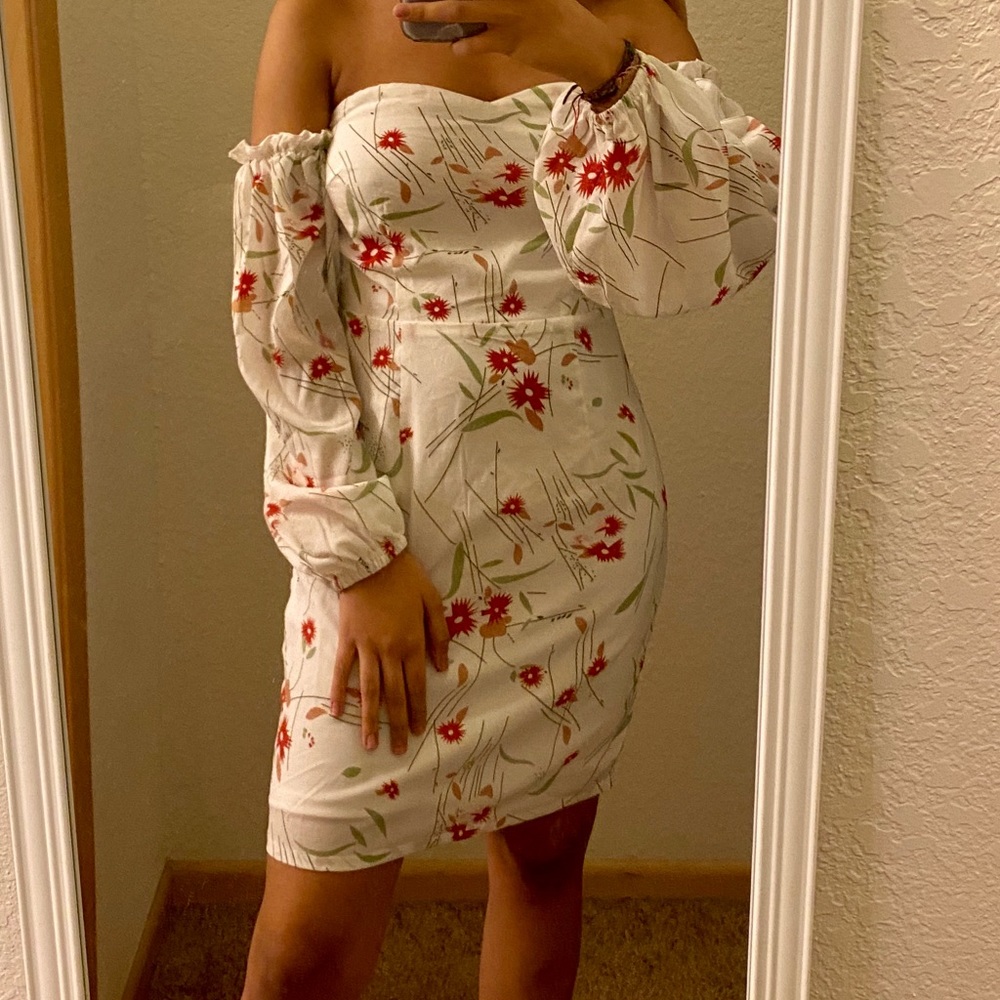 NWT Floral dress with poofy sleeves